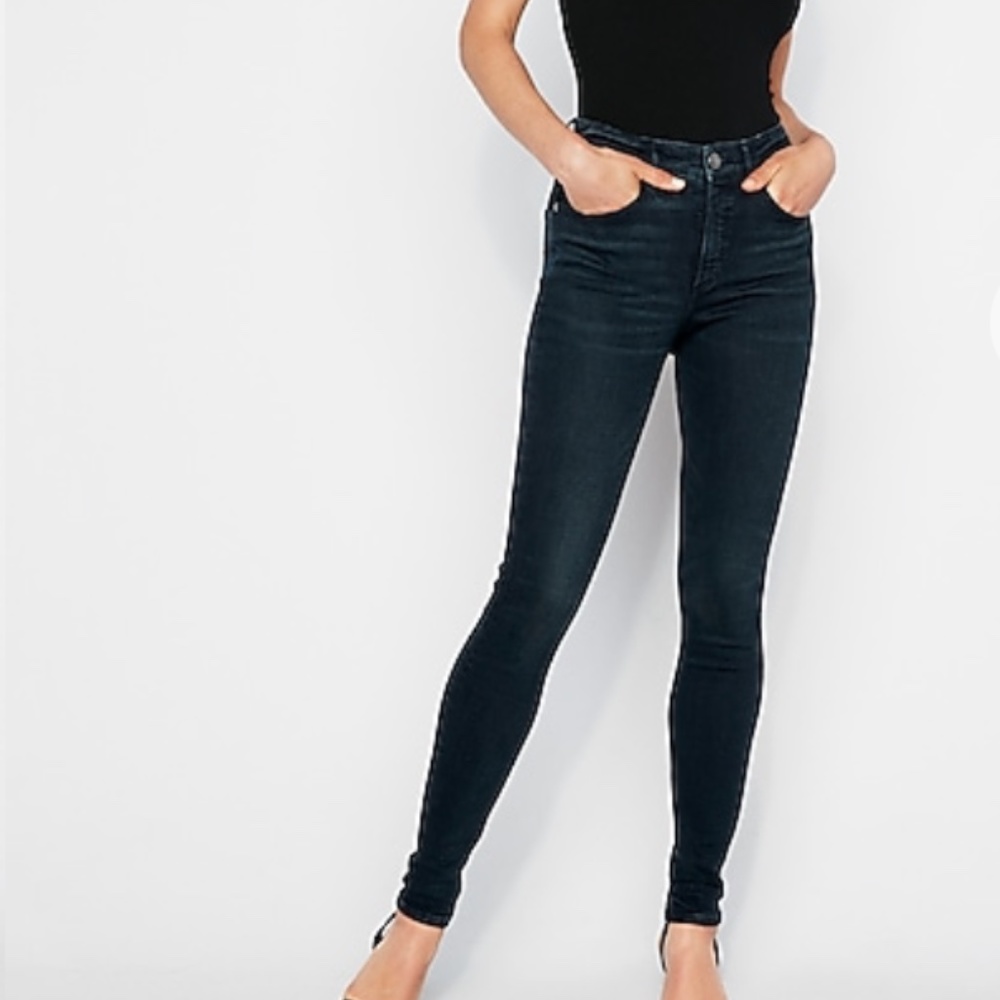 EXPRESS High Waisted Denim Dark Wash Leggings